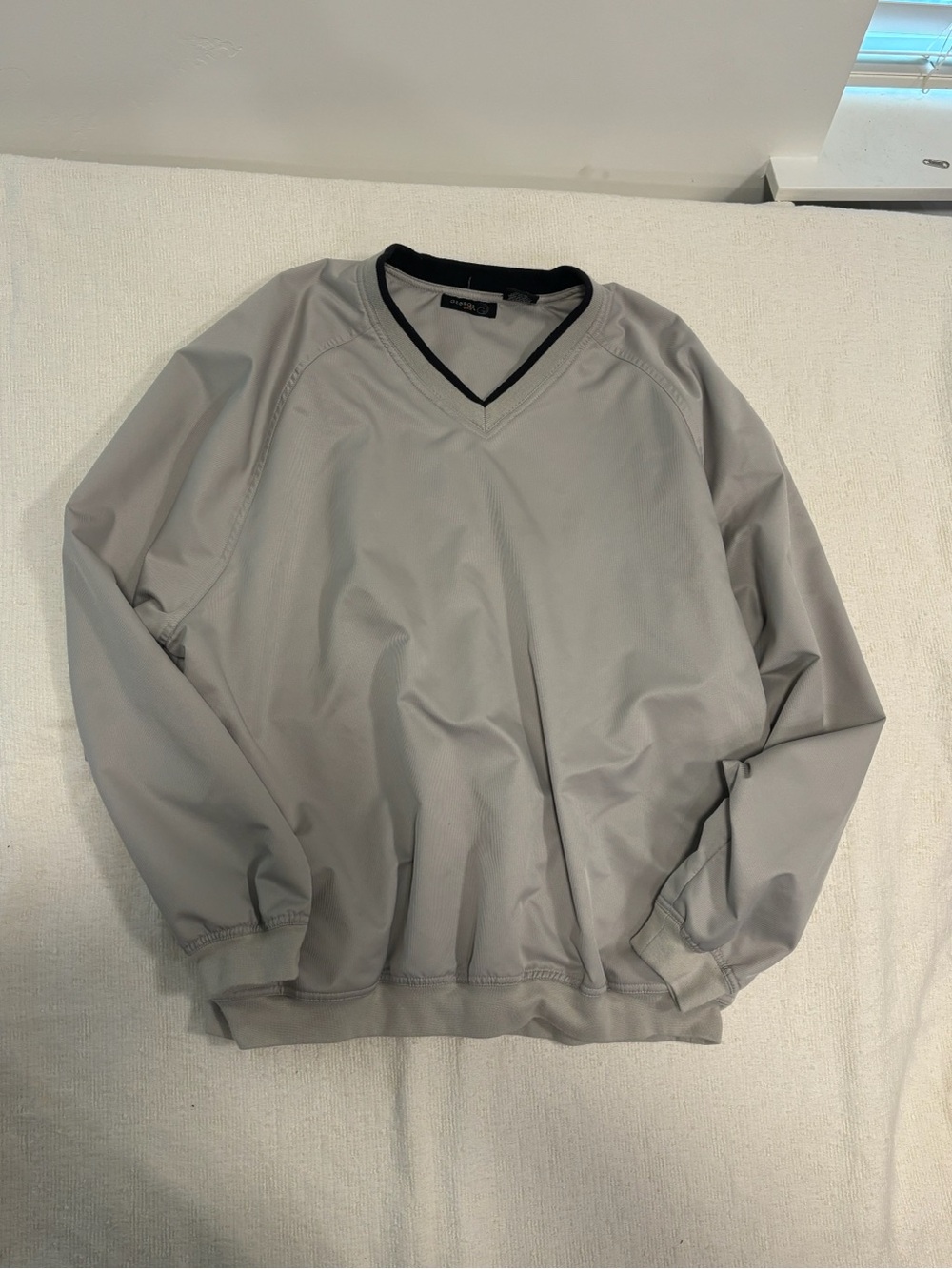 George Men's Light Gray V-Neck Pullover with Black Trim